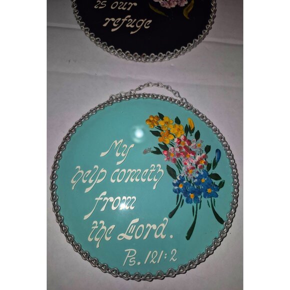 Hand-Painted Religious Wall Plaques With Bible Verses Floral Design - Picture 2 of 12